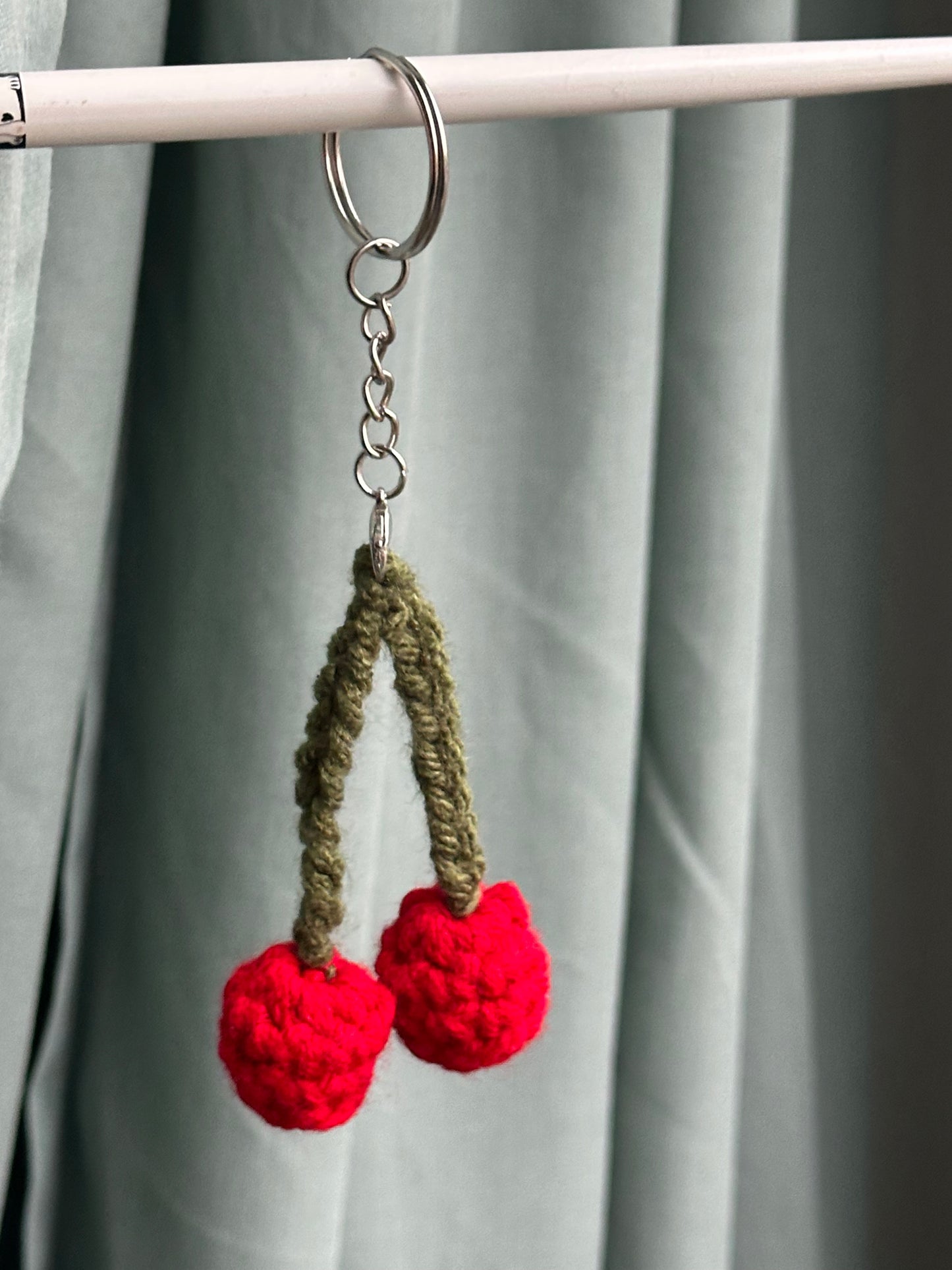 Crochet Cherry Bomb Keyring 🍒