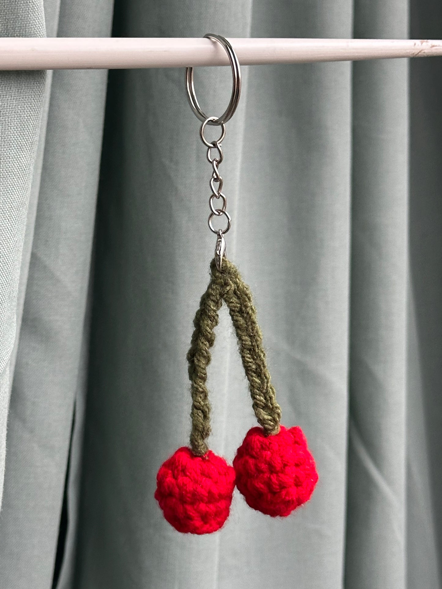 Crochet Cherry Bomb Keyring 🍒