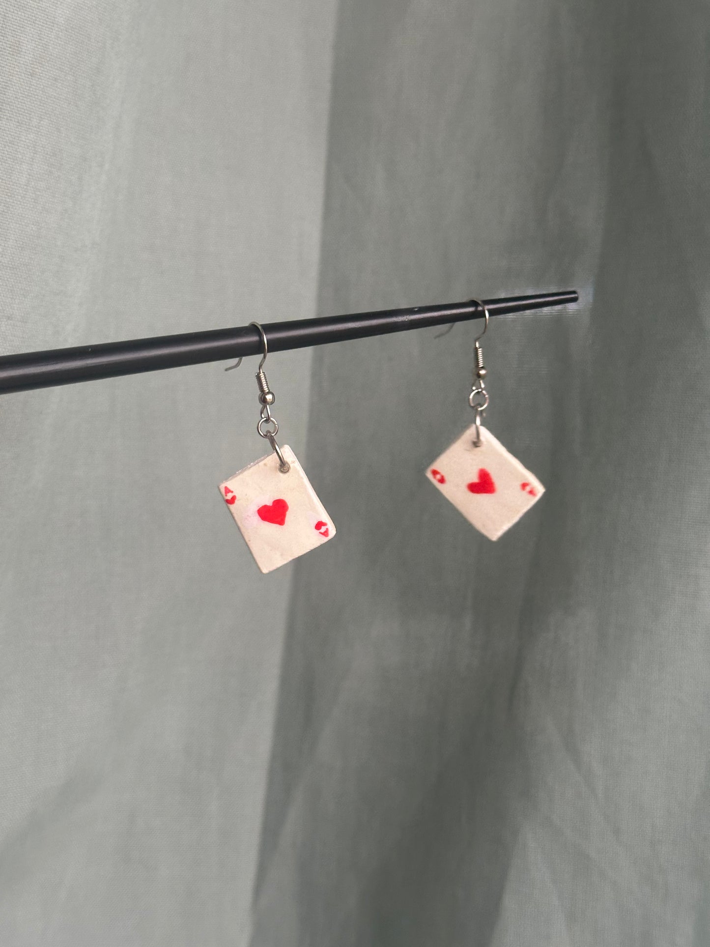 Ace of Hearts Clay Earrings ❤️