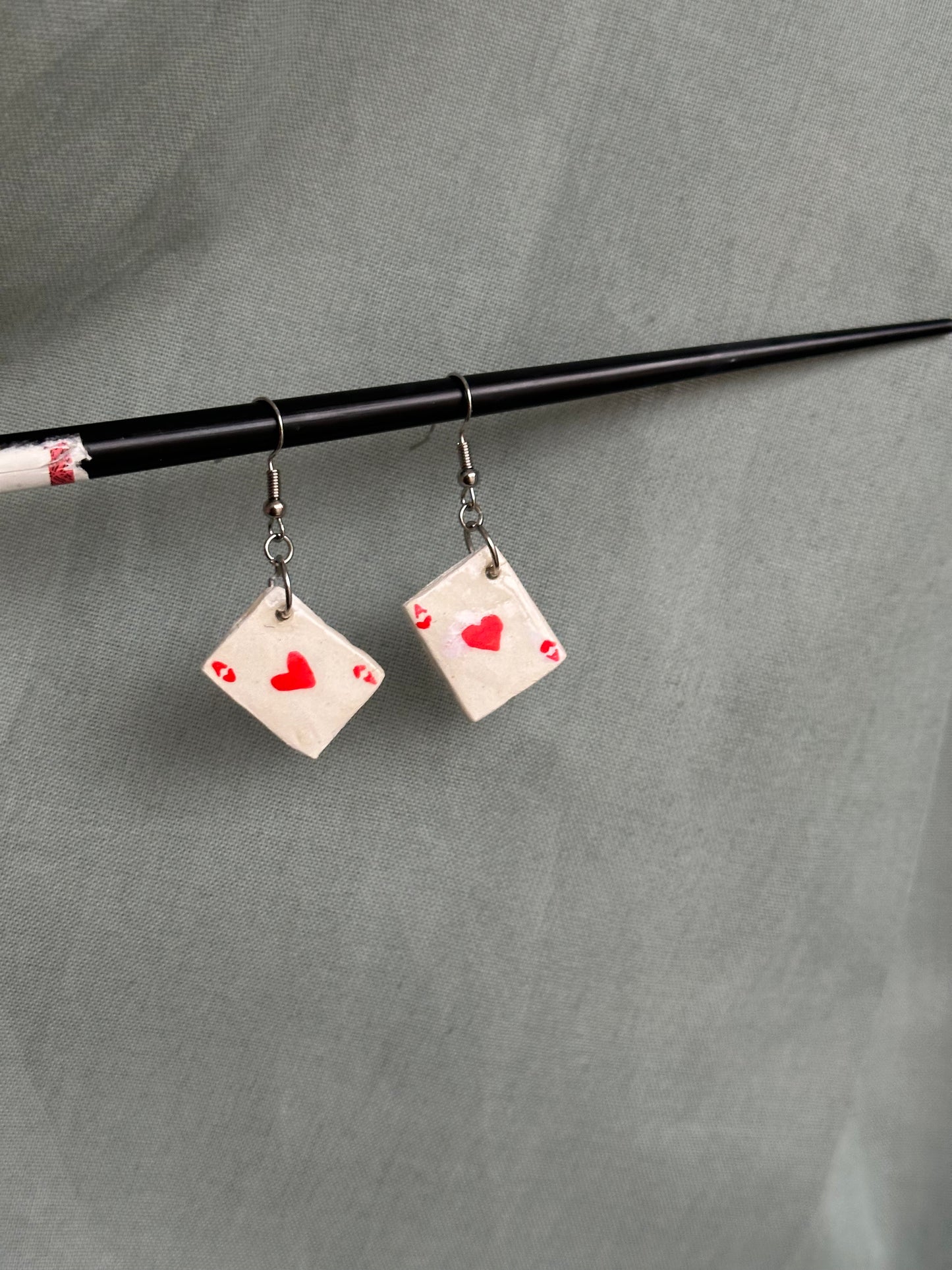 Ace of Hearts Clay Earrings ❤️